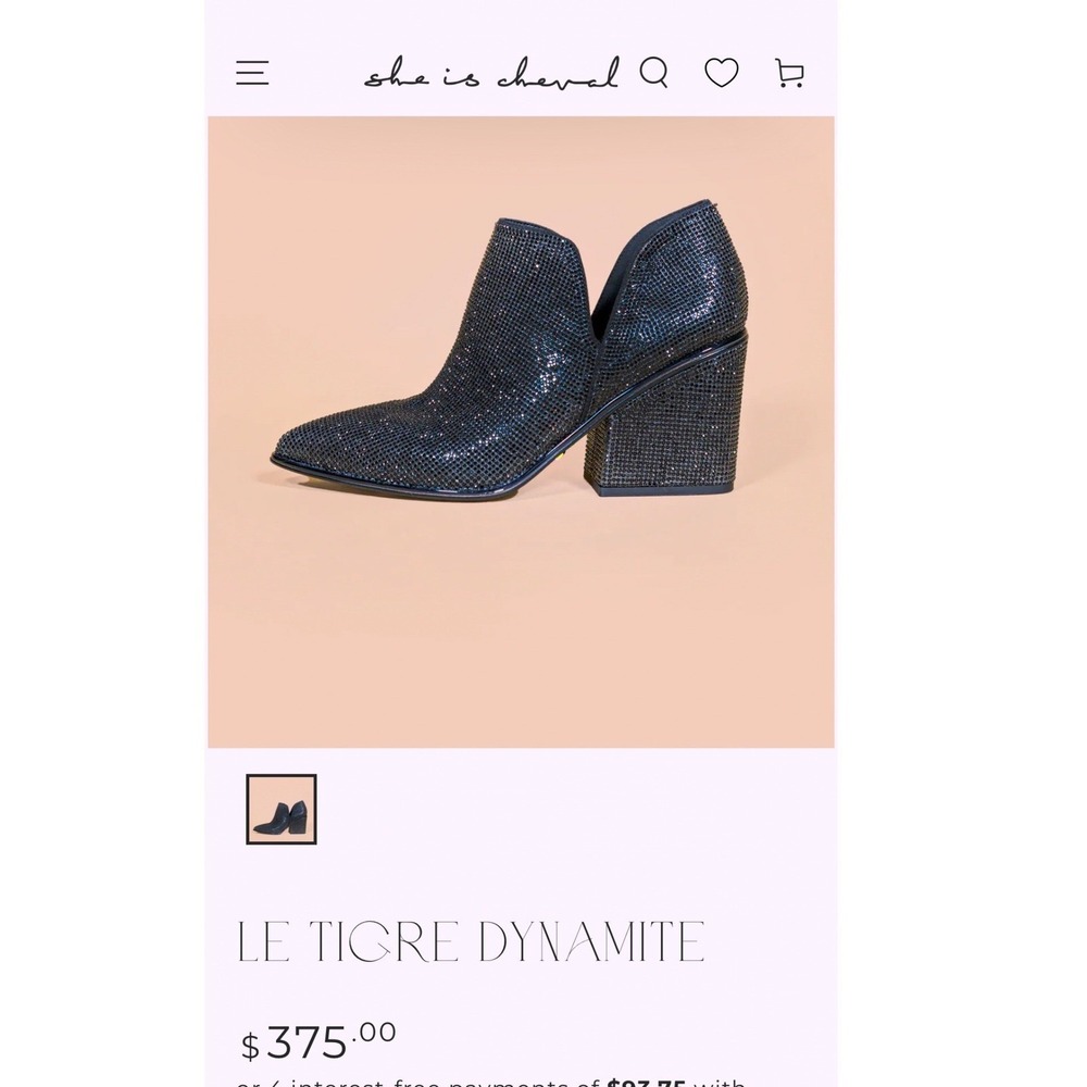 She‎ Is Cheval Le Tigre Dynamiter Rhinestone Block Heel Bootie 6 Wednesday Adams